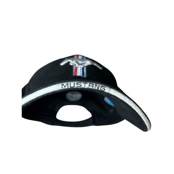 VTG Y2K Ford Mustang Racing Pony Black Baseball Cap Red White Blue Stripes RARE - Picture 10 of 10